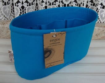 Turquoise / Purse ORGANIZER Insert SHAPER / Flexible fabric bottom or Wipe-clean bottom / STURDY / 5 Sizes Available / 100% cotton canvas