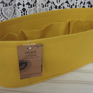 Yellow / Purse ORGANIZER Insert SHAPER / Flexible fabric bottom or Wipe-clean bottom / STURDY / 5 Sizes Available / 100% cotton canvas