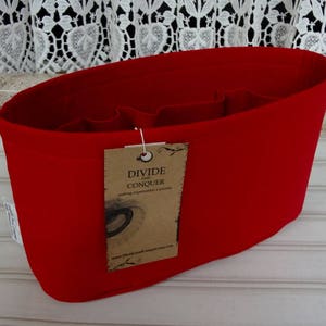 Red / Purse ORGANIZER Insert SHAPER / Flexible fabric bottom or Wipe-clean bottom / STURDY / 5 Sizes Available / 100% cotton canvas