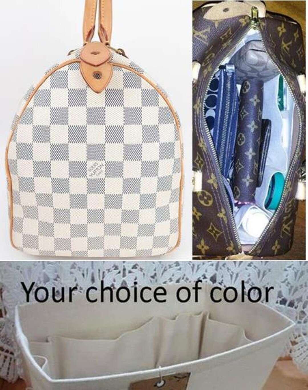 Fits Speedy 25 / Purse ORGANIZER Shaper / Wipeclean Bottom & Flexible Ends / You Choose the