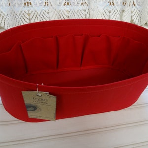 14.5 x 6 x 6H oval / Extra-large WIDE oval / READY To Ship / Purse ORGANIZER insert Shaper / 100% cotton canvas / Wipe-clean bottom / Red image 3