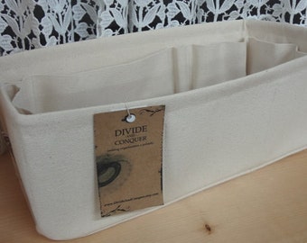 fits Kelly 35 / Purse ORGANIZER insert Shaper / Wipe-clean bottom & flexible ends/ 12.5" x 4.75" x 5"H /You Choose Color/ 100% cotton