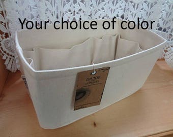 Fits Garden Party Tote 36cm / Purse ORGANIZER insert SHAPER / 13 x 6 x 6H / Wipe-clean bottom & flexible ends / You choose color