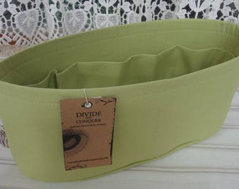 Celery / Purse ORGANIZER Insert SHAPER / Flexible fabric bottom or Wipe-clean bottom / STURDY / 5 Sizes Available / 100% cotton canvas