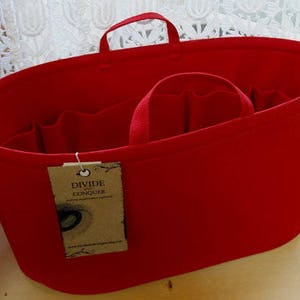 fits large Longchamp / Purse ORGANIZER insert SHAPER / Oval 13 x 6 x 7H / Handles & wipe-clean bottom / 100% cotton canvas / many colors image 2