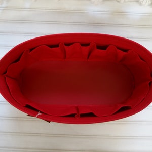 14.5 x 6 x 6H oval / Extra-large WIDE oval / READY To Ship / Purse ORGANIZER insert Shaper / 100% cotton canvas / Wipe-clean bottom / Red image 4