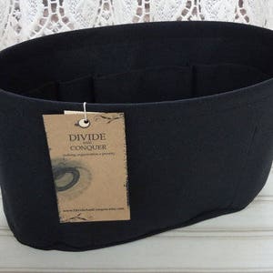 Black / Purse ORGANIZER Insert SHAPER / Flexible fabric bottom or Wipe-clean bottom / STURDY / 5 Sizes Available / 100% cotton canvas image 2