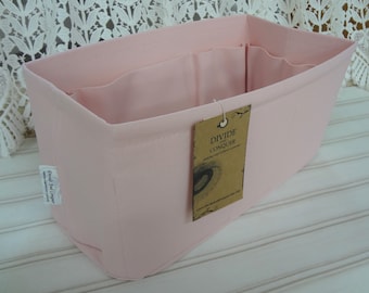 Fits older style Neverfull MM / Snug or Relaxed fit 12 x 6 x 6H or 11.5 x 5.5 x 6H / Lotus Pink / Wipe-clean bottom & flexible ends