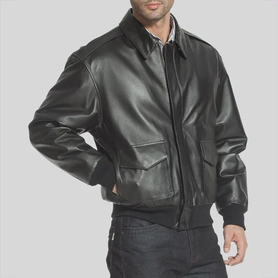 Men's Vintage A-2 Classic Flight Bomber Leather Jacket – Genuine