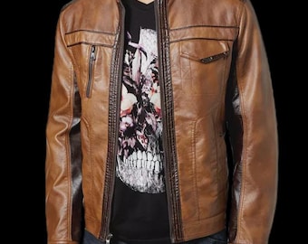 Veste En Cuir Marron Star Cafe Racer Femme Taille L - Neuf Avec étiquettes, Style Moto Vintage