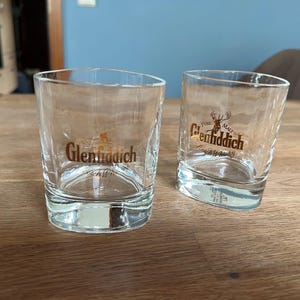 Juego de 2 vasos de whisky Glenfiddich, decoración vintage, serie Old Glass