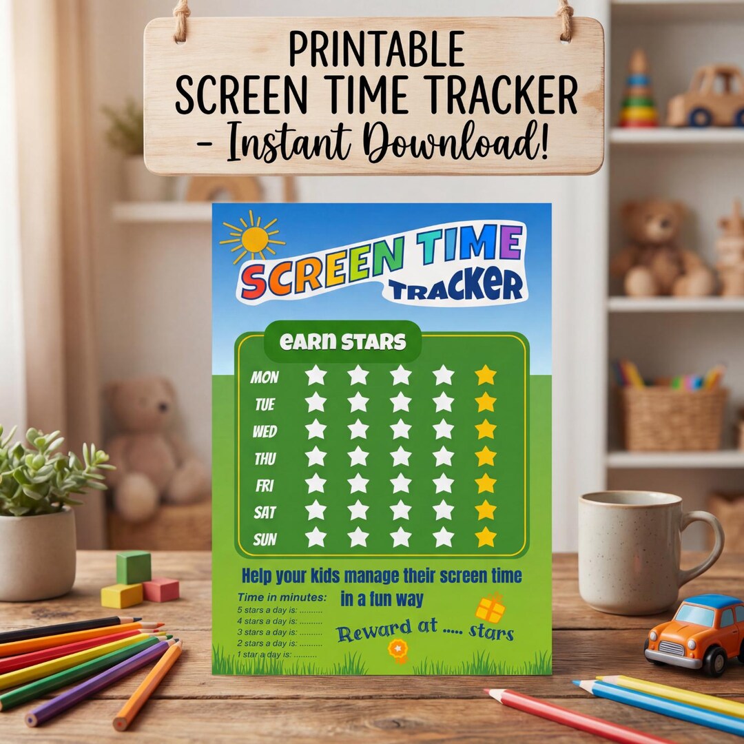 Screen Time Tracker for Kids, Printable, Help Parents Manage Screen ...