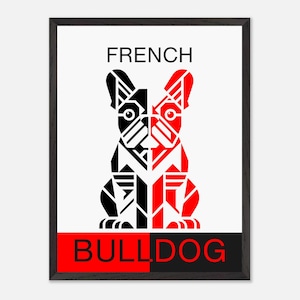 Stile di design svizzero • Arte del bulldog francese • Con carta opaca premium 45x60 cm / 18x24″ • Include cornice in legno massello