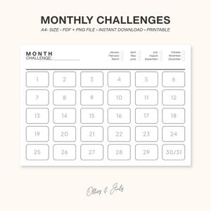 Month Challenge, 30 days challenge, Goal tracker