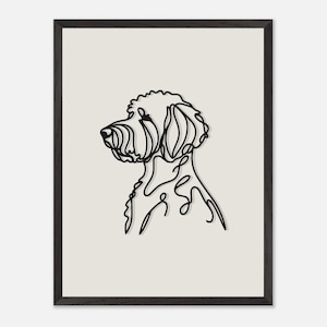 Decorazione murale minimalista Labradoodle • Con carta opaca di alta qualità 45x60 cm / 18x24″ • Include cornice in legno massello
