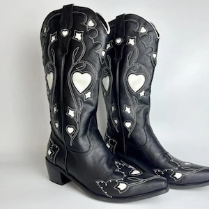 Custom handgemaakte laars sterontwerp hartpatroon westernlaars danskleding rodeo-stijl leren schoen country-mode westernlook cowgirl-laars