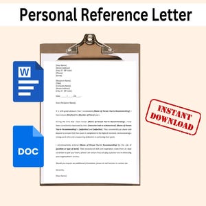 Personal Reference Letter Template. Printable Letter of Recommendation. Recommendation Letter Template. Editable Google Docs & Word.