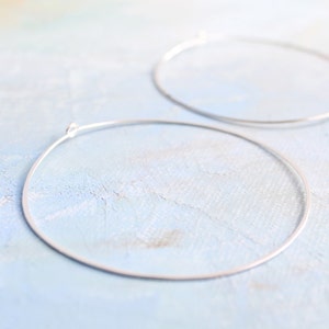 Sterling Silver Hoop Earrings, Extra Large Silver Hoops 2.5" thin hoop earrings