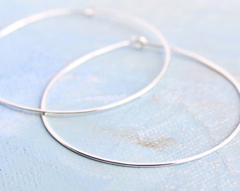 Silver Hoop Earrings, Large Sterling Silver Hoops 2" thin hoop earrings, hoop earrings, silver hoop earings, silver earrings