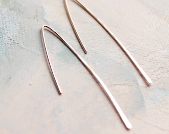 Rose Gold Threader Earrings, Minimalist Line Earrings, minimalist jewelry, rose gold jewelry, pink gold earrings