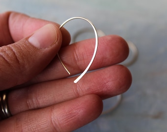 Pendientes de aro pequeños abiertos de plata, pendientes de aro de lágrima de plata, aros finos