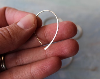 Small Open Silver Hoop Earrings, silver teardrop hoop earrings, thin hoops