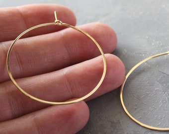Massief 14k gouden hoepels - echte gouden hoepels - middelgrote (1,5") dunne hoepels, gouden hoepels, gouden oorbellen