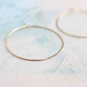 Solid 14k Gold Hoop Earrings Genuine Gold Hoops Medium 1.5 thin hoop earrings, gold hoop earrings, gold earrings image 6