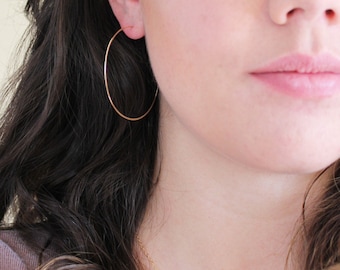 Aros grandes de oro - Finos, hechos a mano (2") rellenos de oro de 14 k