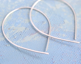 Aros de plata abiertos - Aros de plata - Aros finos, aros invertidos, aros de plata con forma de lágrima, aros finos
