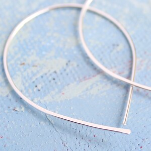 Open Silver Hoop Earrings Silver Hoop Earing thin hoop earrings, inverted hoops, silver teardrop hoop earrings, thin hoops image 2