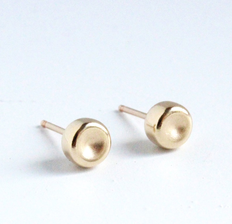 Gold Stud Earrings Gold Pebble Posts 5mm gold earrings, handmade jewelry stud earrings, gold post earrings, simple gold jewelry image 1