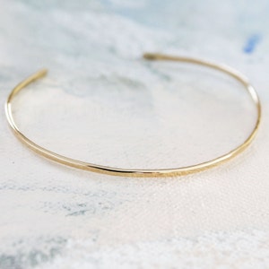 Gold Bangle Cuff Bracelet , thin gold bangle, gold cuff bracelet, adjustable gold bangle bracelet, gold jewelry image 2