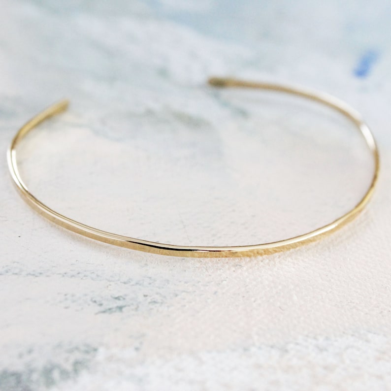 Gold Bangle Cuff Bracelet , thin gold bangle, gold cuff bracelet, adjustable gold bangle bracelet, gold jewelry image 2