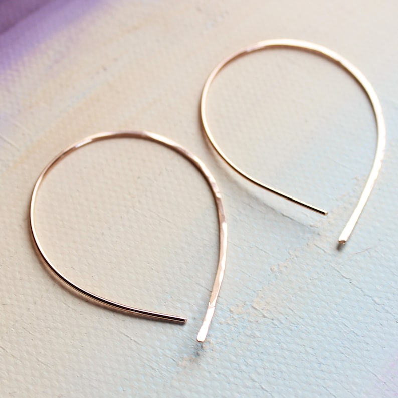 Rose Gold Hoop Earrings Gold Hoop Earing Thin Gold Hoop Etsy