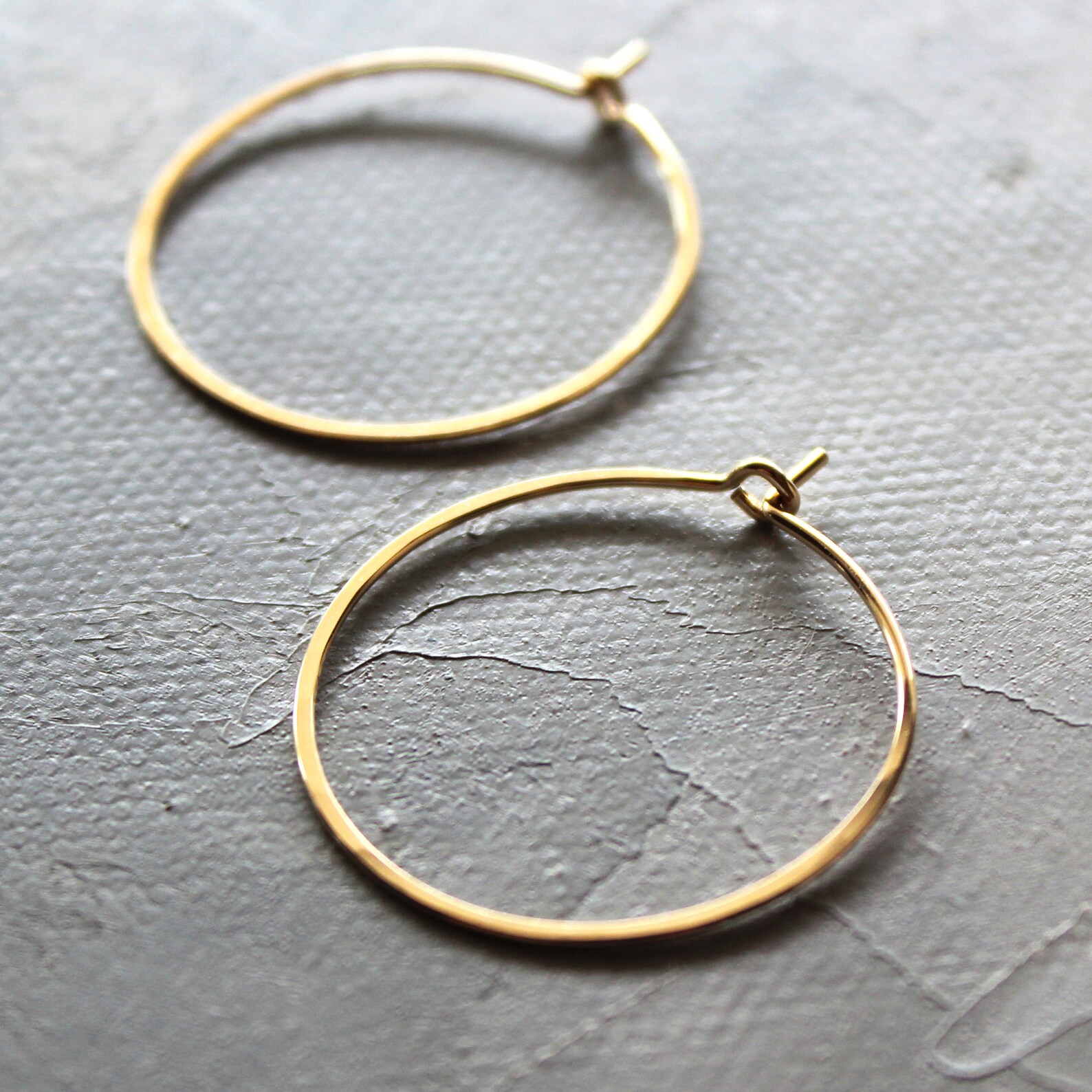 Solid Gold Hoop Earrings Small Hoop Earrings 1 Thin Hoop Earrings, Gold ...
