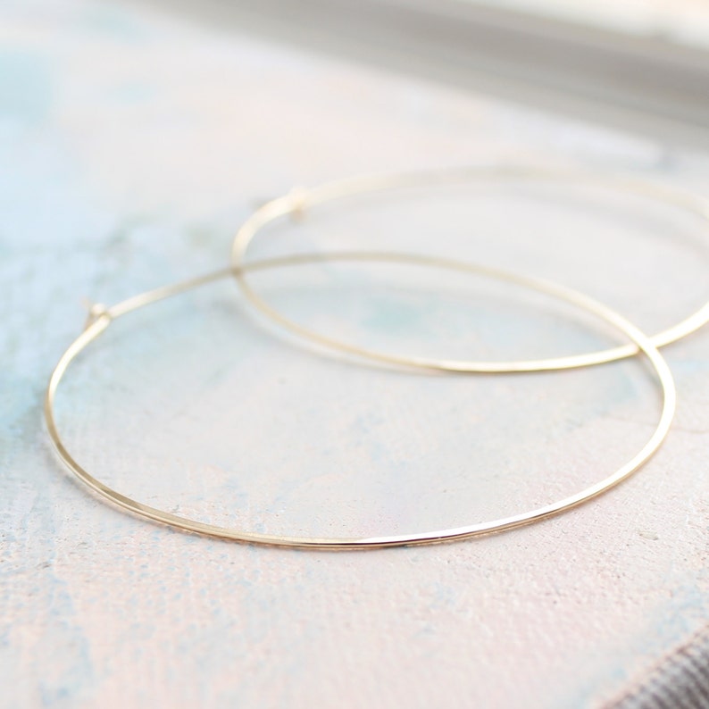 Gold Hoop Earrings Thin Hoop Earrings, Choose your favorite size of thin gold hoop earings, gold earrings, large gold hoops image 4