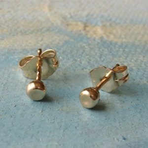 small gold studs Gold Pebble Earrings 3mm handmade gold stud earrings gold earrings simple gold stud earrings image 1