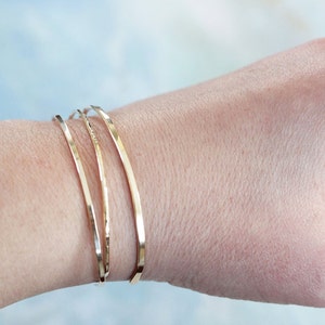 Gold Bangle Cuff Bracelet , thin gold bangle, gold cuff bracelet, adjustable gold bangle bracelet, gold jewelry image 3