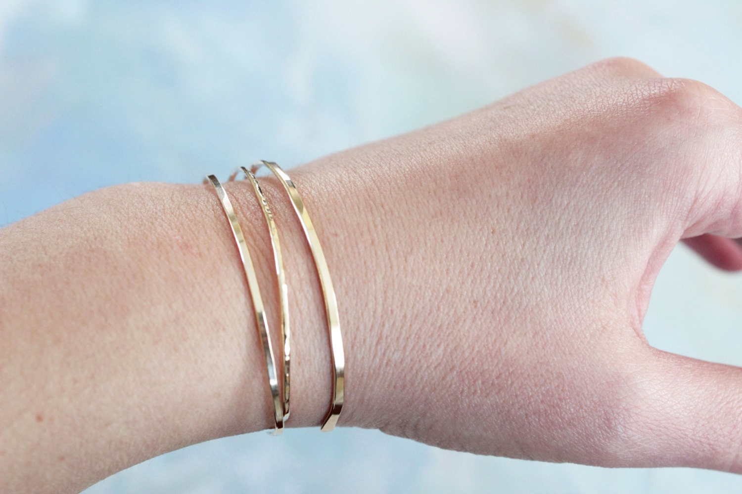 Gold Bangle Cuff Bracelet Thin Gold Bangle Gold Cuff Etsy