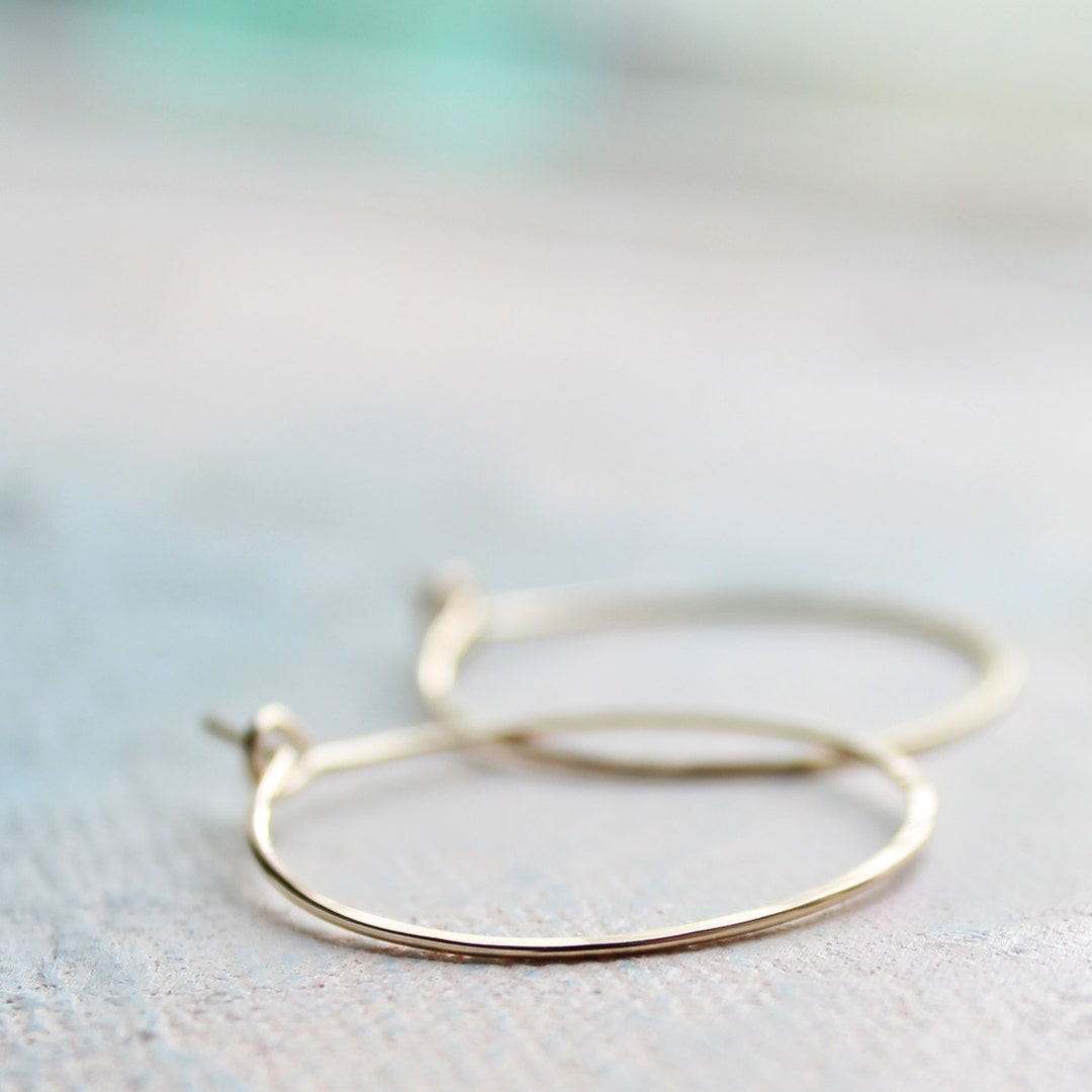 Small Gold Hoop Earrings, 1 Thin Gold Hoops, Minimalist Earrings, Thin