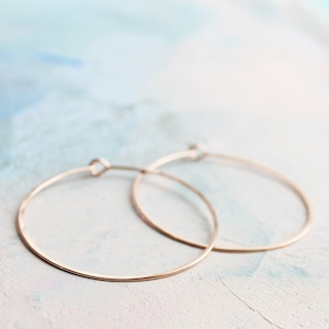 Rose Gold Hoop Earrings - Medium Hoop Earrings ( 1.5&quot; ) thin hoop earrings, gold hoop earings, pink gold earrings, hoops
