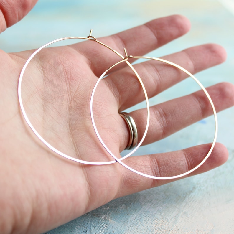 Rose Gold Hoops Extra Large Hoop Earrings 2.5 Thin Etsy