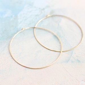 Minimal Hoop Earrings - Thin Gold Hoop Earrings - Large Hoop Earrings ( 2&quot; ) gold hoop earings, large gold hoops
