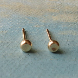 small gold studs Gold Pebble Earrings 3mm handmade gold stud earrings gold earrings simple gold stud earrings image 3