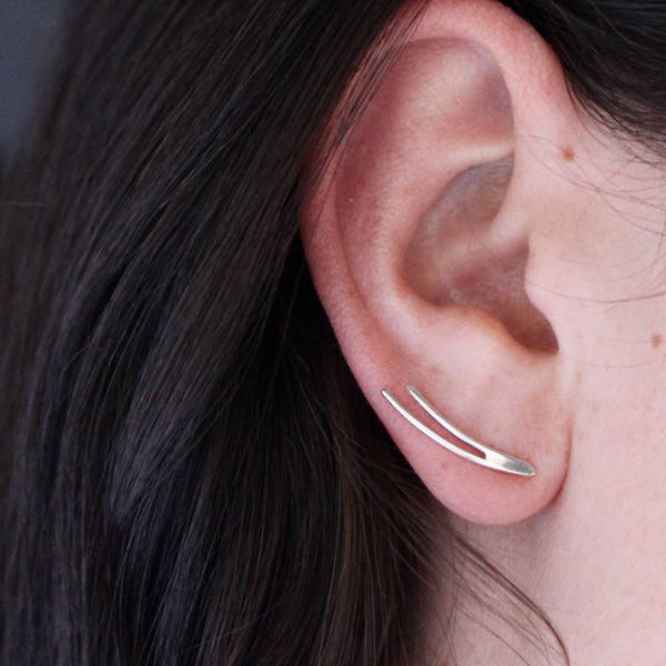 Ear Climber Earrings - silver ear climber pure sterling silver earrings with contemporary minimalist jewelry design