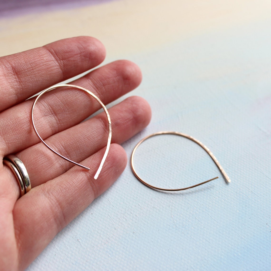 Rose Gold Hoop Earrings Gold Hoop Earing Thin Gold Hoop Etsy
