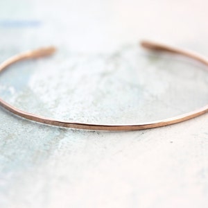 Rose Gold Cuff Bracelet Set of Three , thin rose gold bangles, rose gold bracelet trio, adjustable rose gold bangle bracelet, gold jewelry image 3