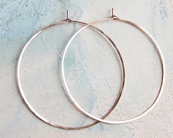 Thin Rose Gold Hoop Earrings, Large Hoop Earrings 2" pink gold hoop earings, large rose gold hoops