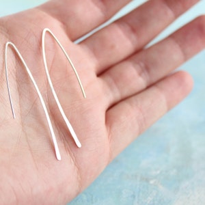 Silver Wishbone Earrings - minimalist jewelry, thin silver earrings, minimalist earring thin open hoops, sterling silver earrings